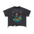 Vintage Wash Boxy Distressed Hem T-Shirt
