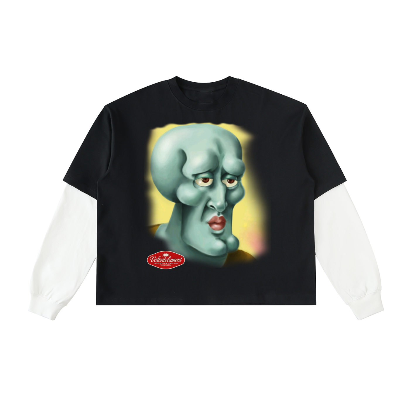 Layered Contrast Sleeve Cotton T-Shirt