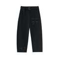 Twisted-Seam Belted Curved-Blade Pants