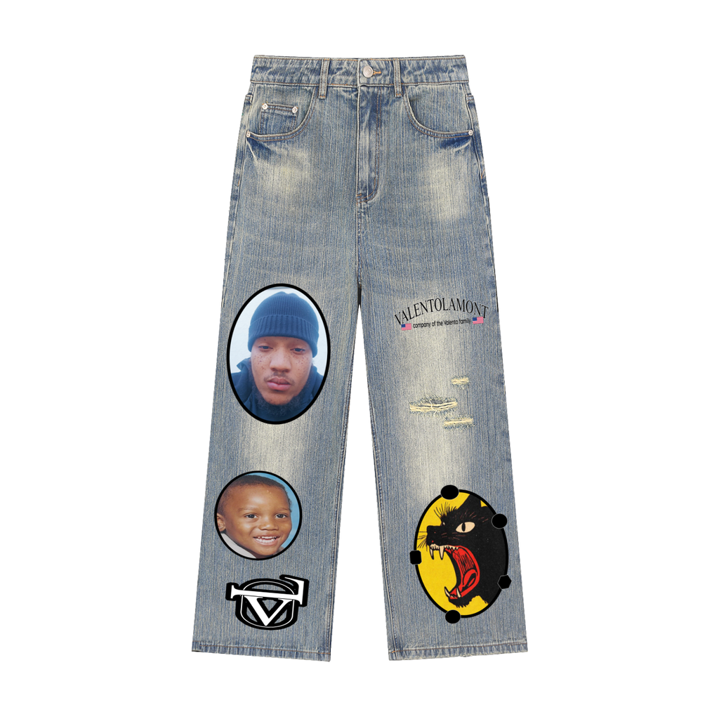Vintage Wash Distressed Denim Jeans