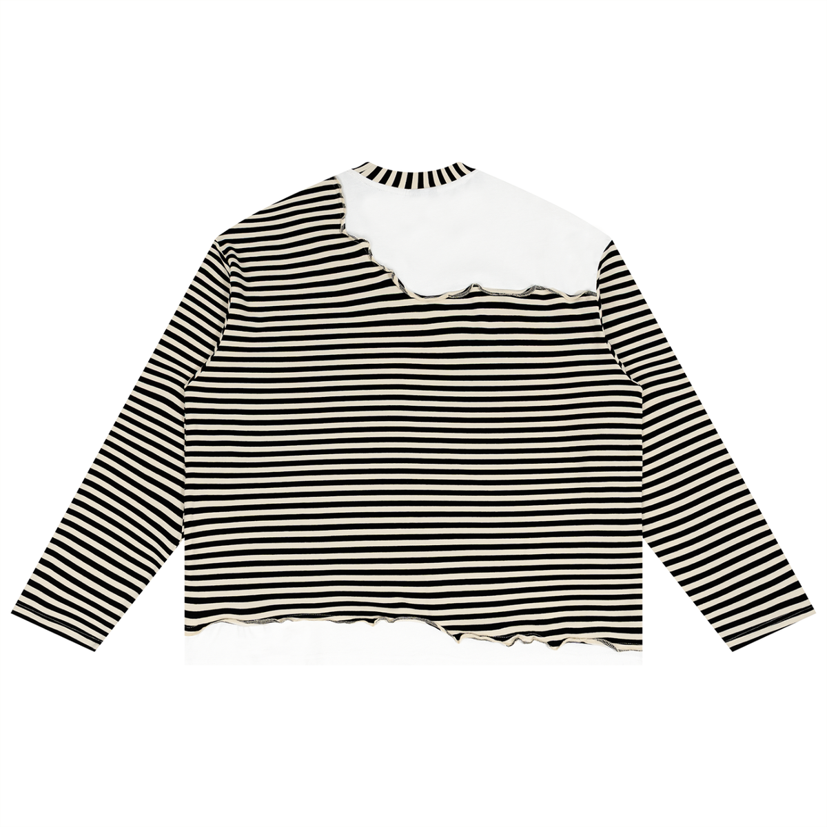 V Striped Panel Boxy Long Sleeve T-Shirt