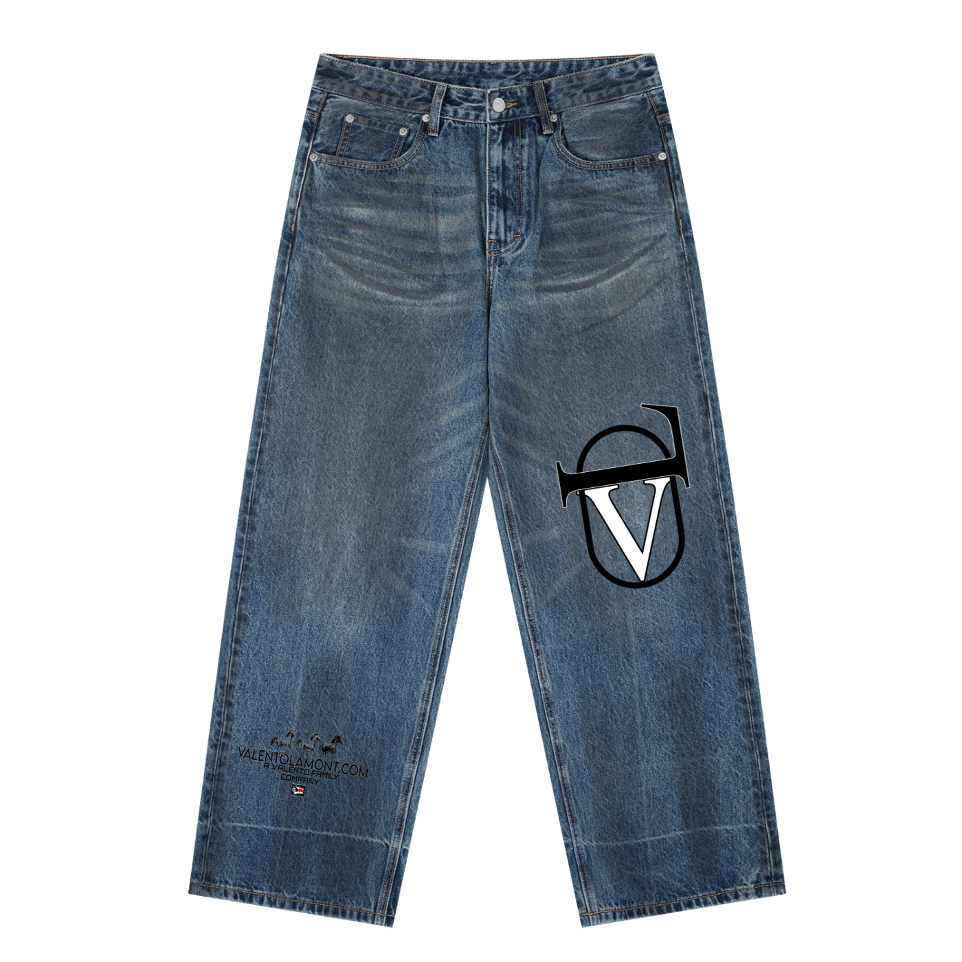 Vintage Wash Baggy Denim Jeans
