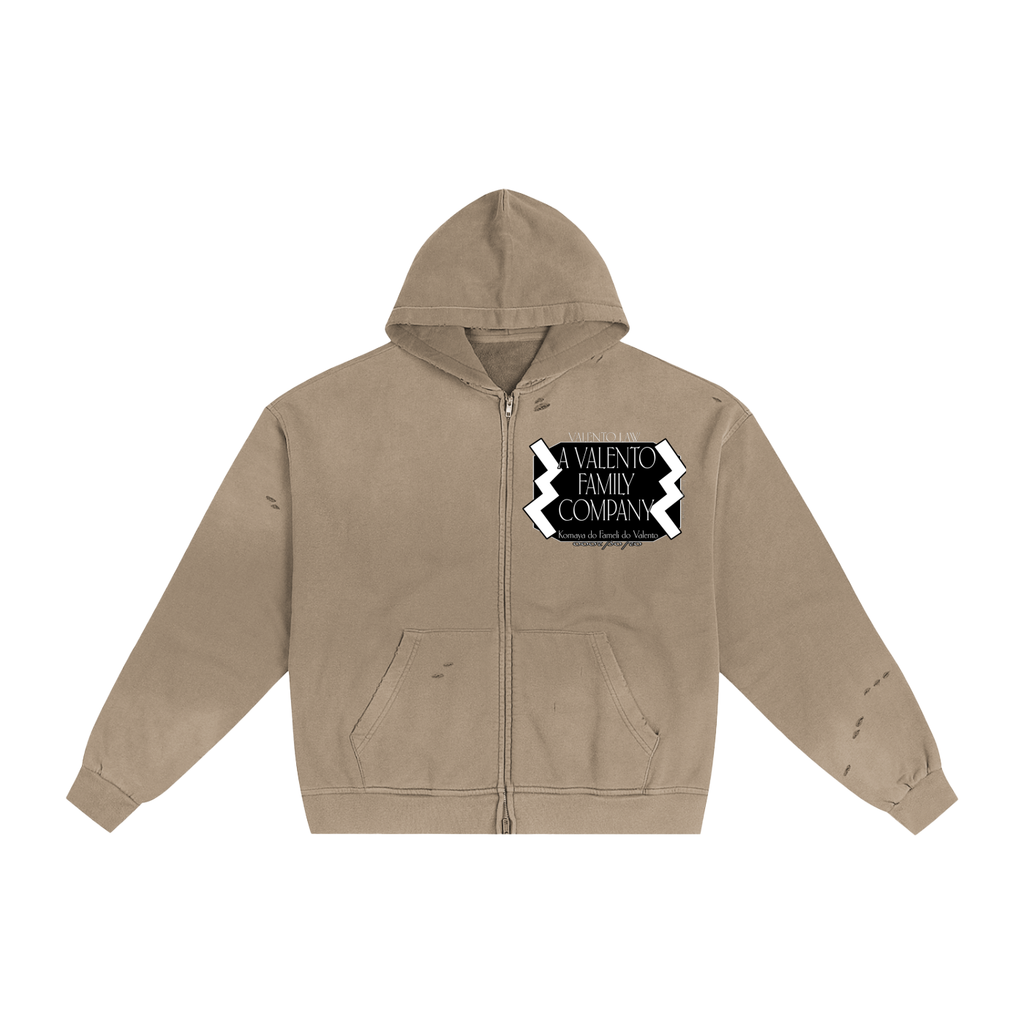 Hand-Frayed Sunfade Zip Hoodie