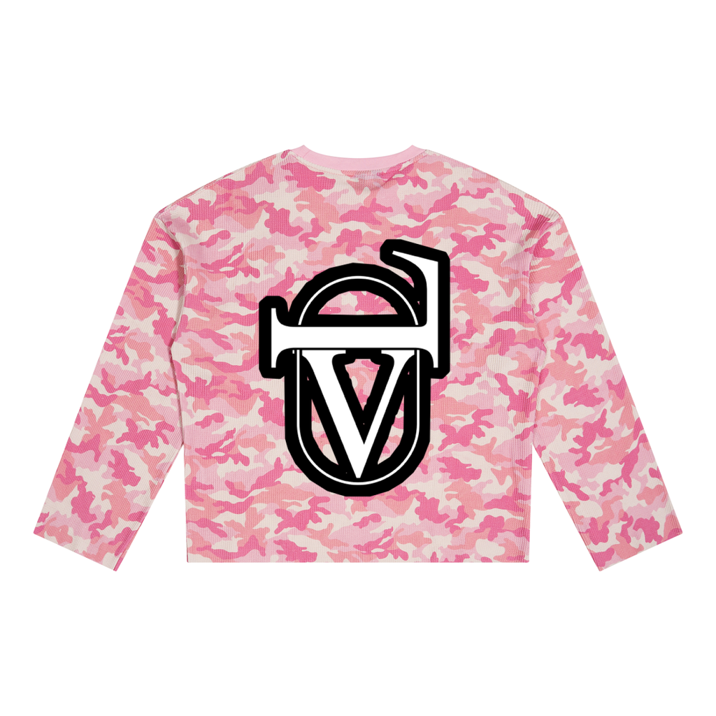 Unisex Camo Waffle Raw Edge T-Shirt