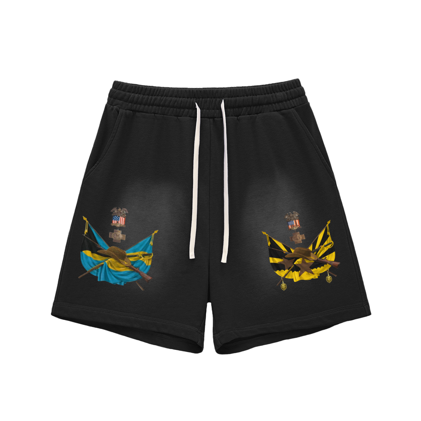 Sun Fade Raw Edge Cotton Shorts