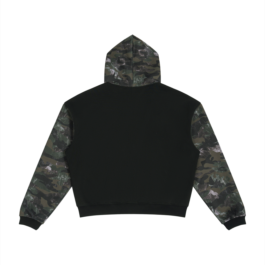 Unisex Colorblock Camo Full Zip Boxy Hoodie