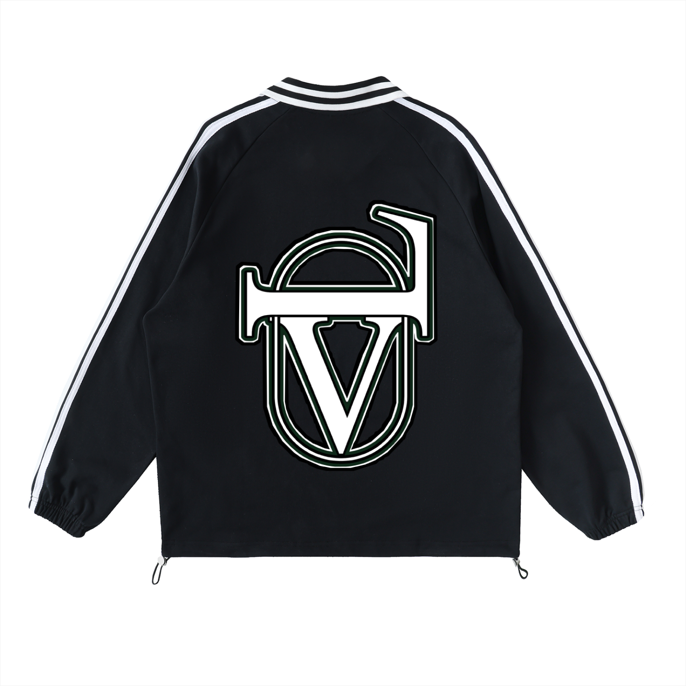 Contrast Striped Lapel Collar Sweatshirt