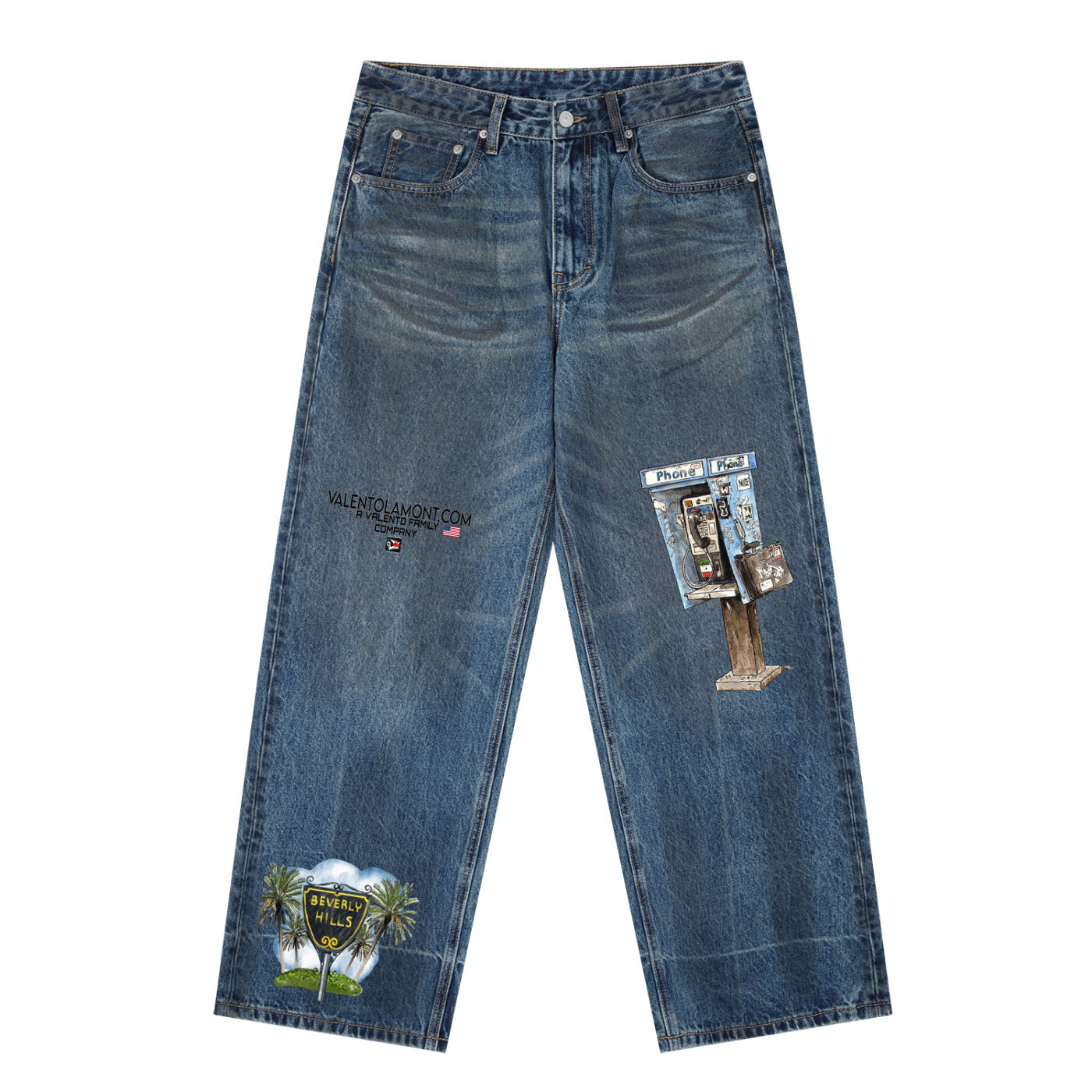 Vintage Wash Baggy Denim Jeans