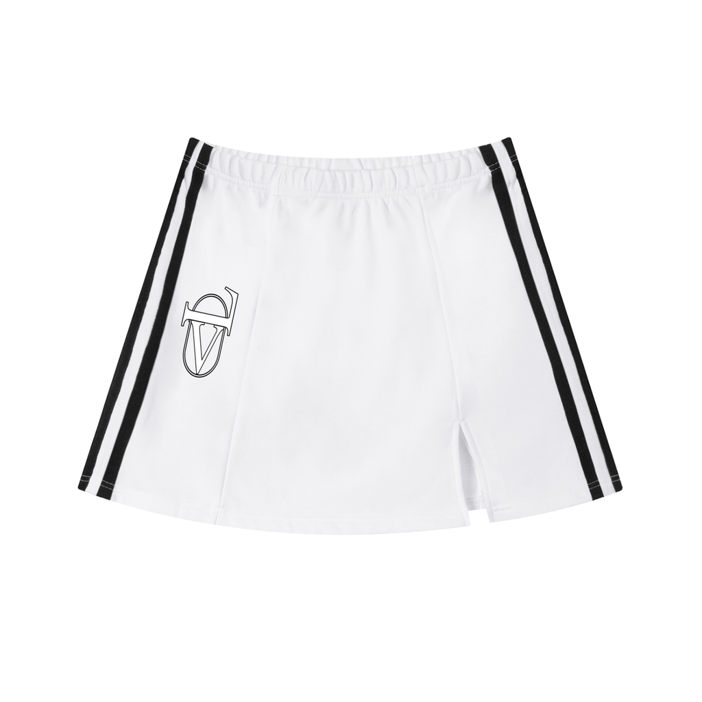 Contrast Side Stripe Slit Skirt