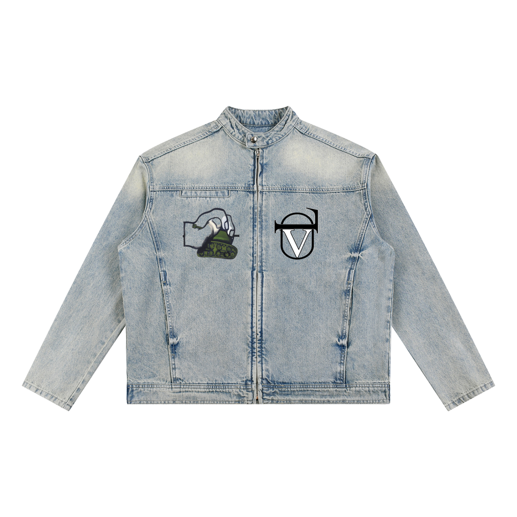 Vintage Wash Zip Denim Jacket