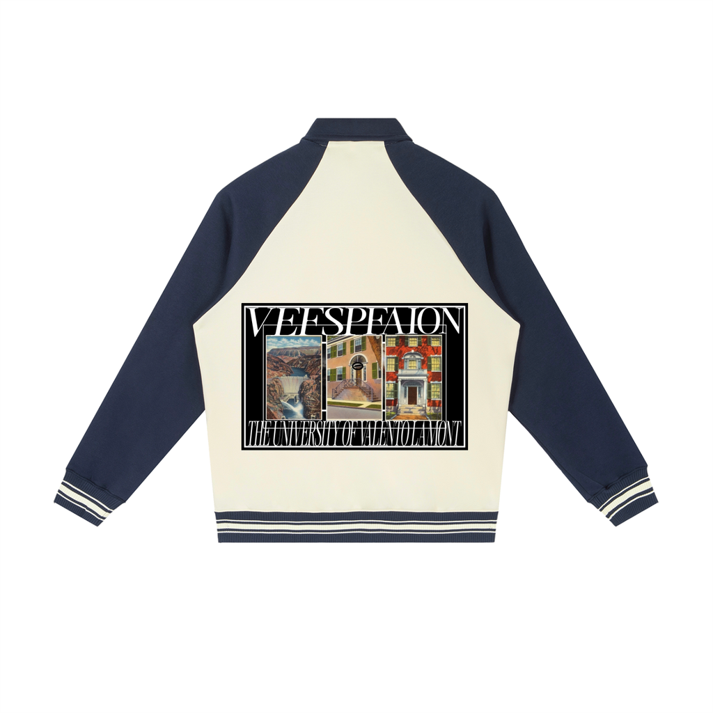 Contrast Raglan Sleeve Baseball Jacket