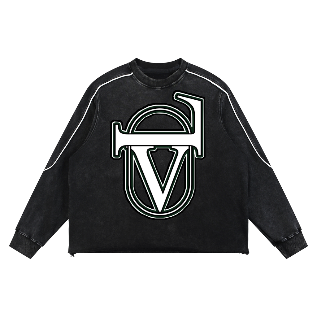 Mineral Wash Piping Raw Hem Sweatshirt