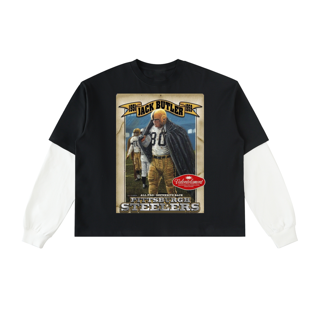 Layered Contrast Sleeve Cotton T-Shirt