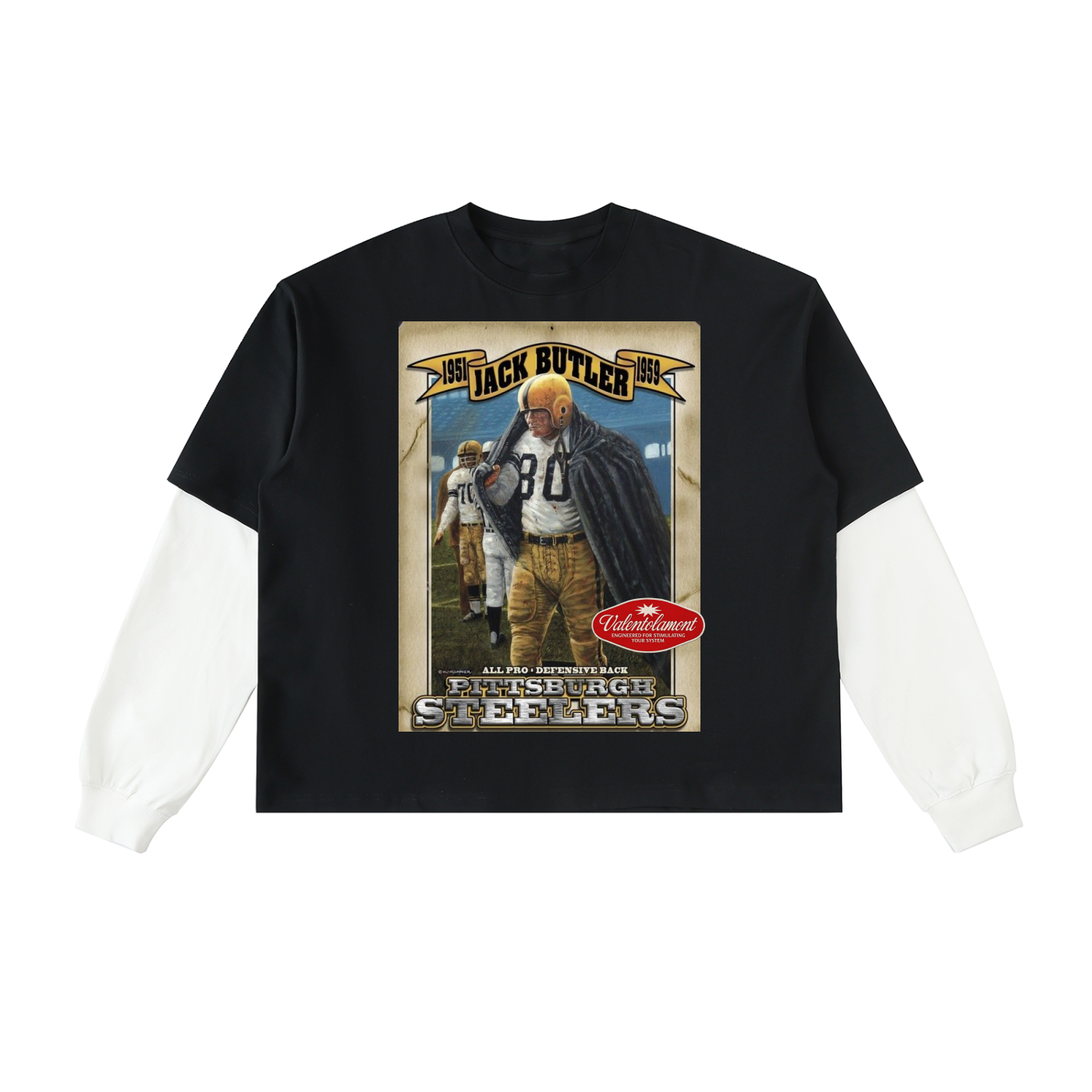 Layered Contrast Sleeve Cotton T-Shirt