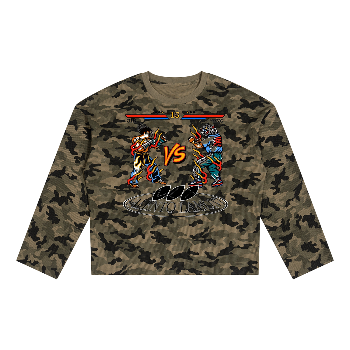 V Camo Waffle Raw Edge T-Shirt
