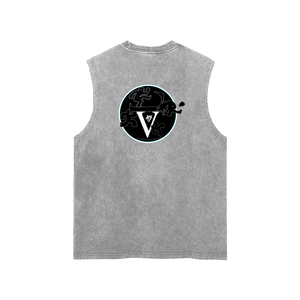 Snow Washed Frayed Hem Tank Top