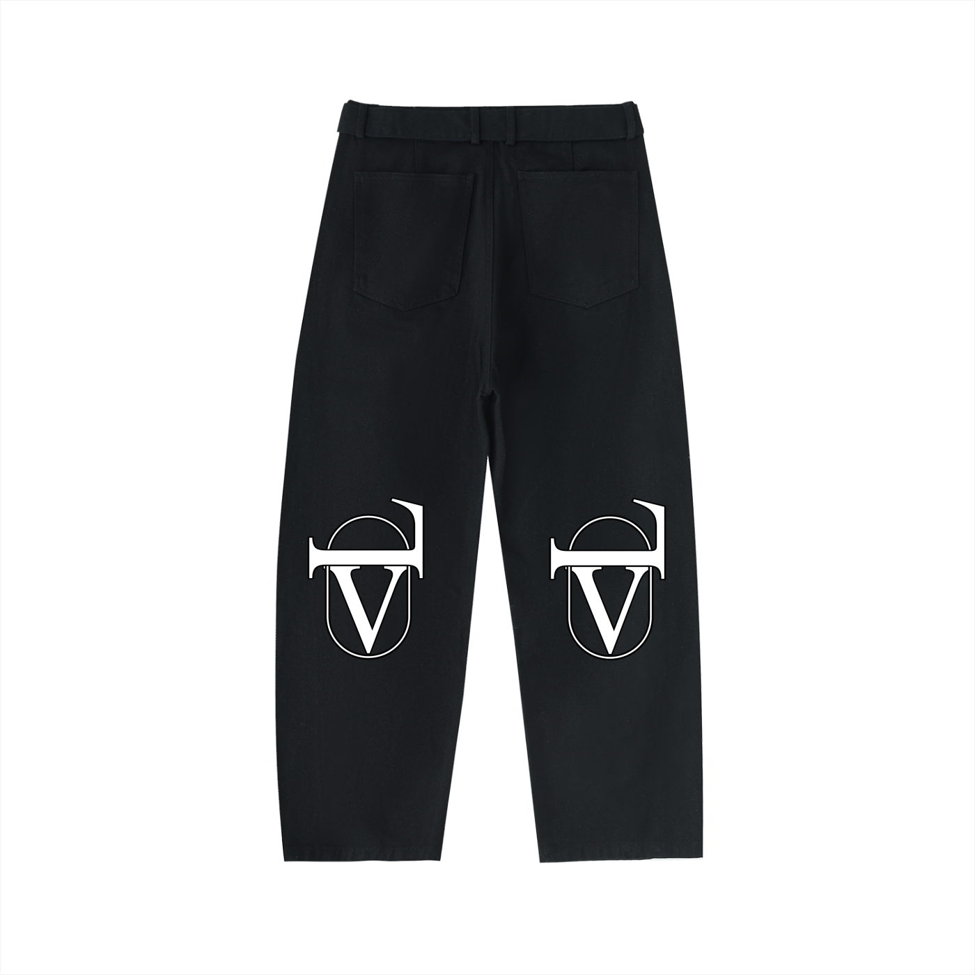 Twisted-Seam Belted Curved-Blade Pants