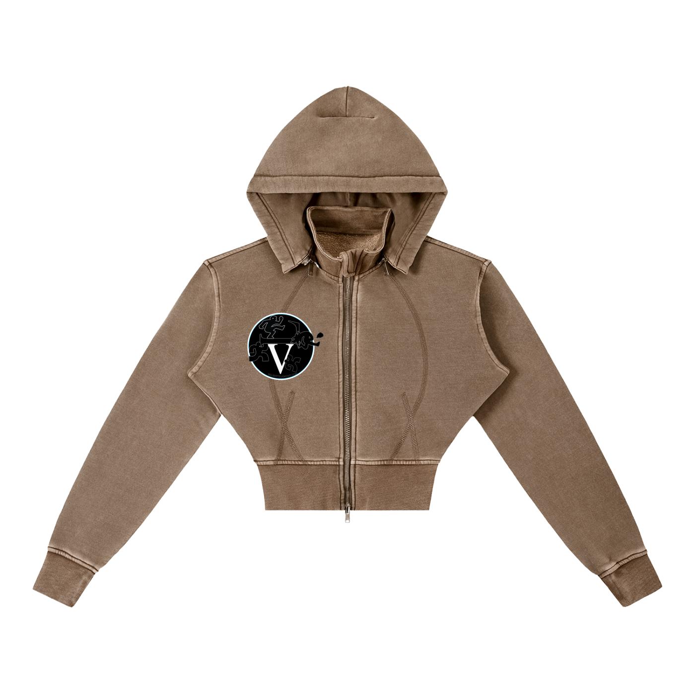 Vintage Washed Cropped Fleece Hoodie