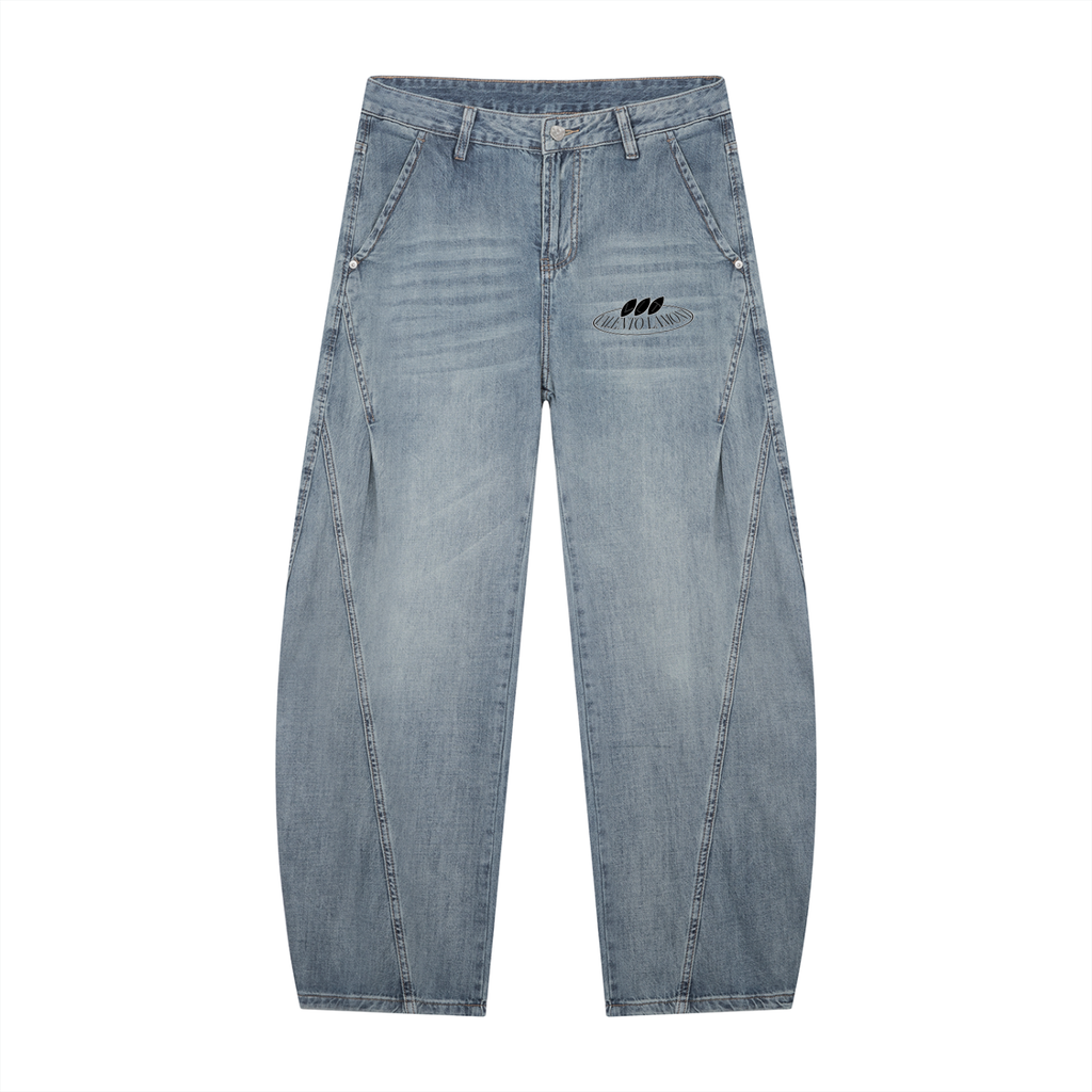 Men's Vintage Wash Barrel Leg Jeans