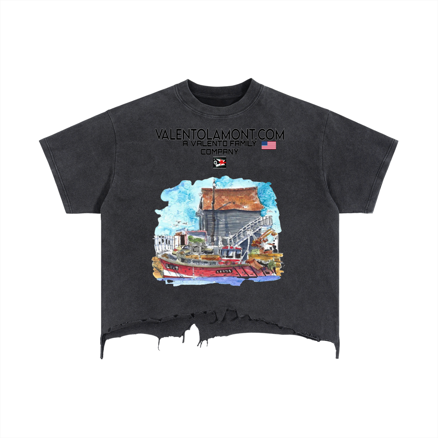 Vintage Wash Boxy Distressed Hem T-Shirt