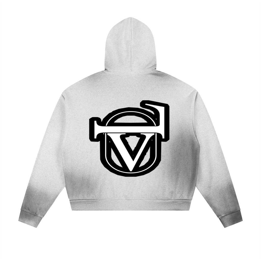 Sun Fade Frayed Raw Edge Fleece Zip Hoodie