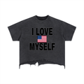 Vintage Wash Boxy Distressed Hem T-Shirt
