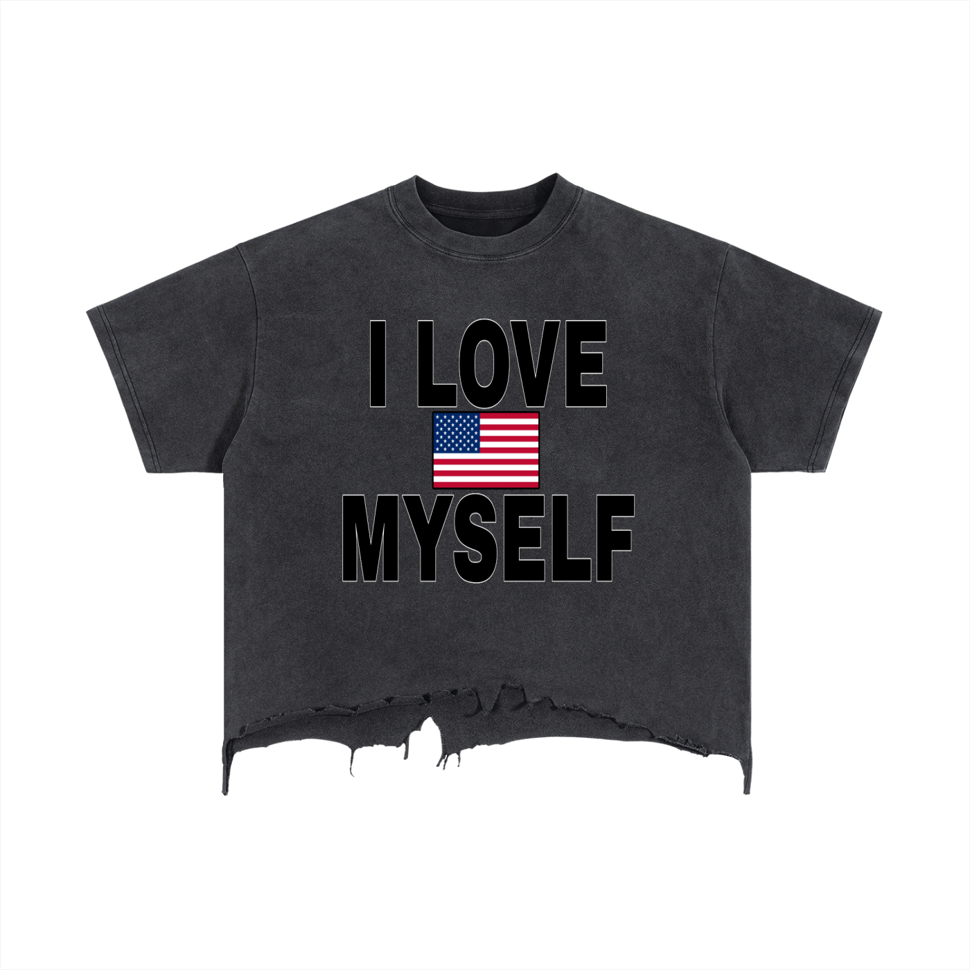 Vintage Wash Boxy Distressed Hem T-Shirt