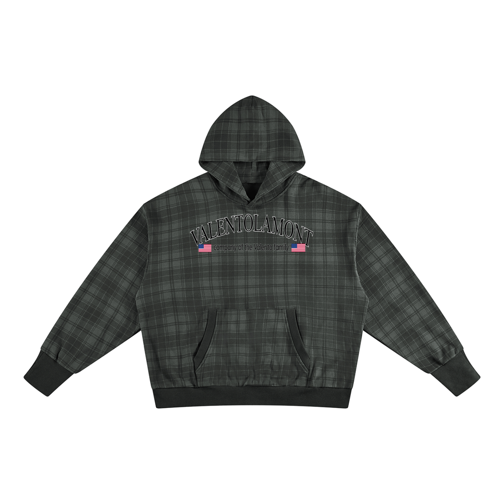 V Plaid Color Block Hoodie