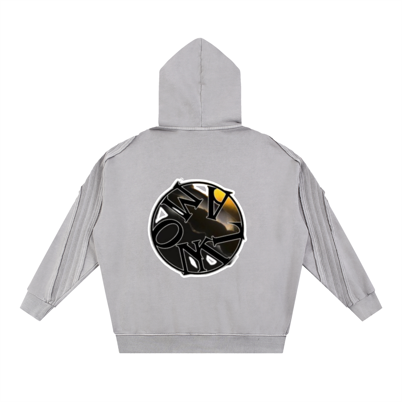 Snow Washed Tape Raw Edge Zip Hoodie