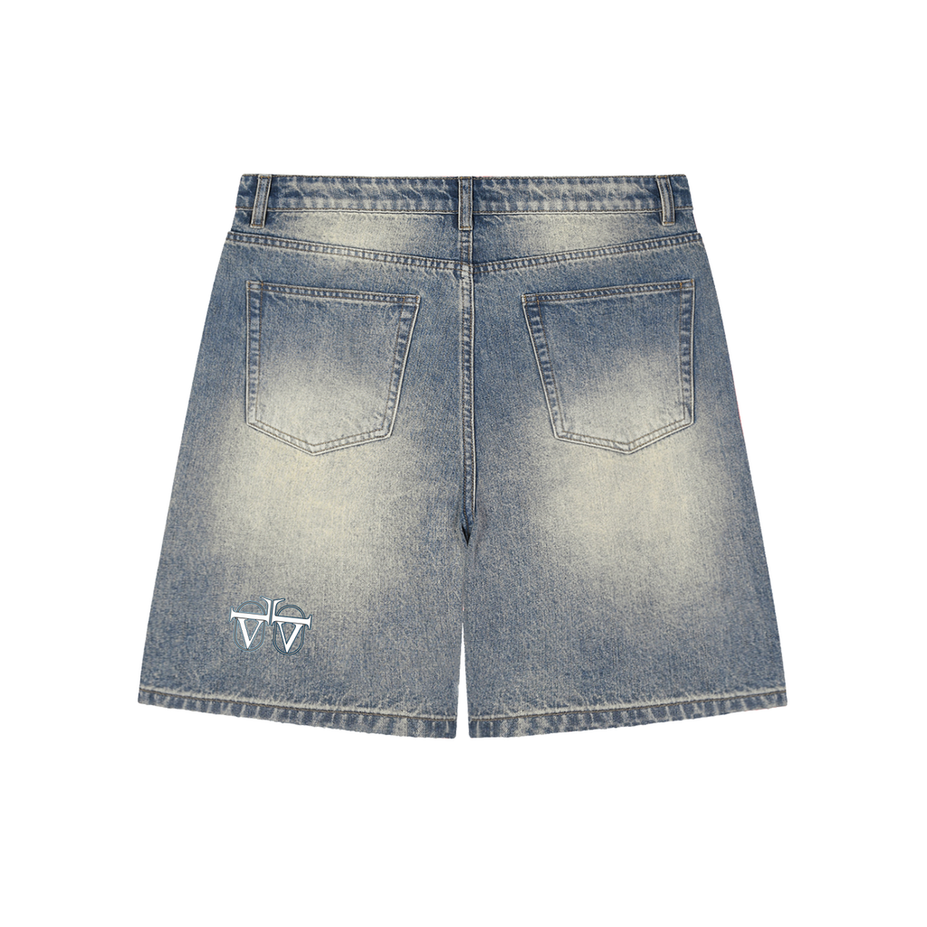 Faded Distressed Baggy Denim Shorts