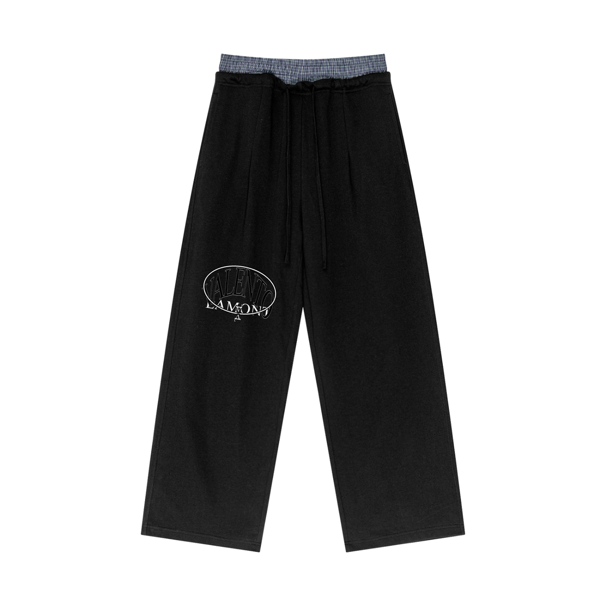 Plaid Contrast Waist Pants