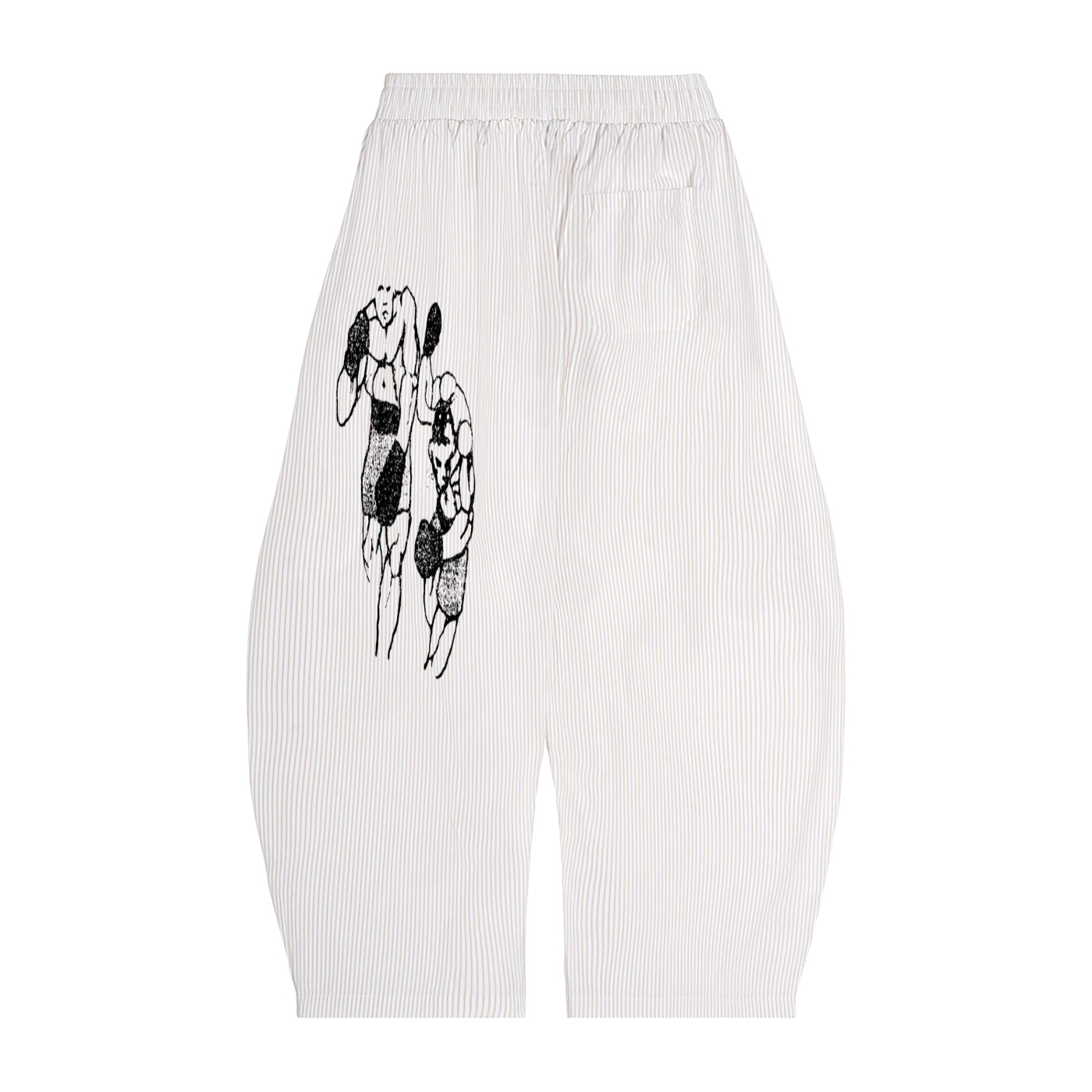 Vertical Stripe Drawstring Barrel Pants