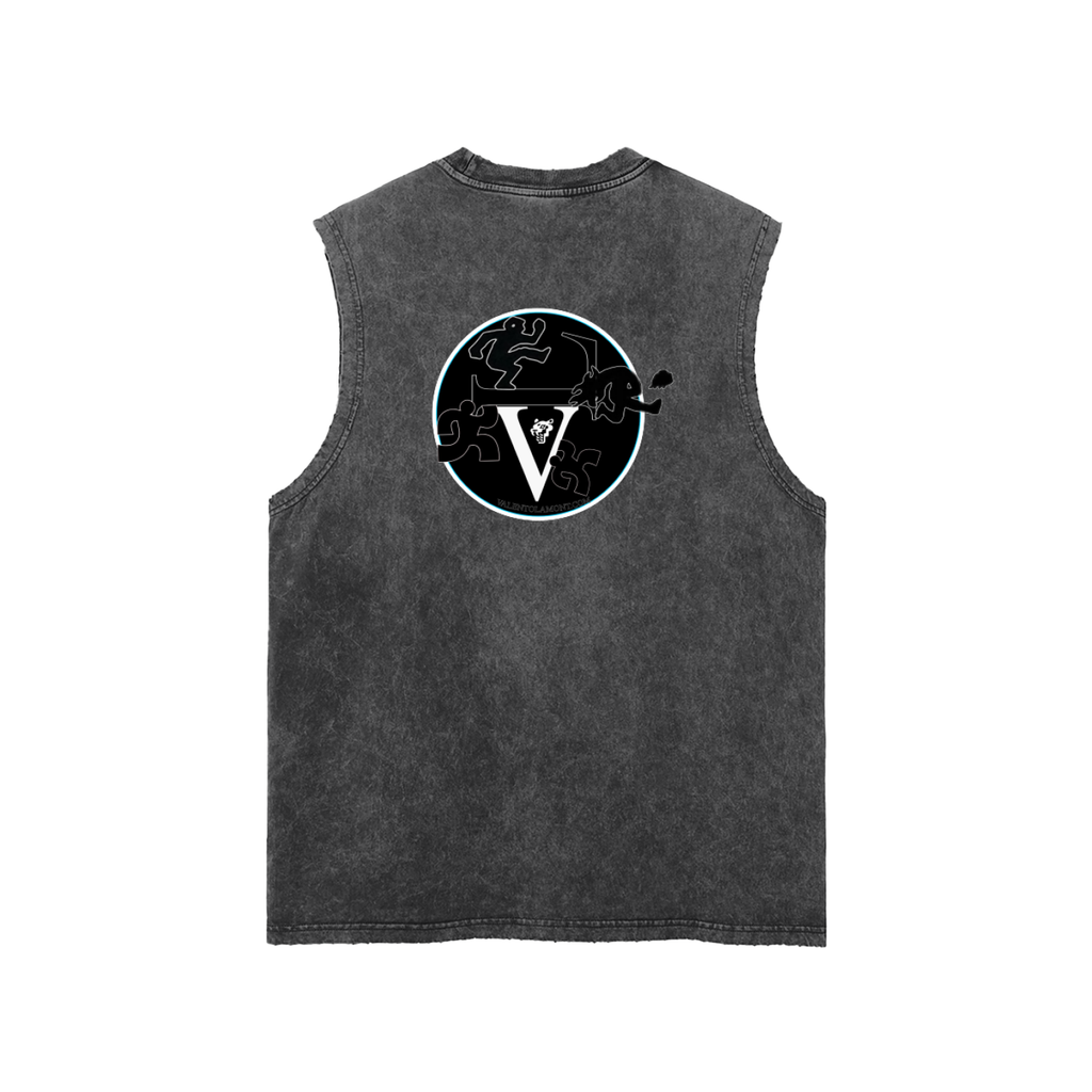 Snow Washed Frayed Hem Tank Top