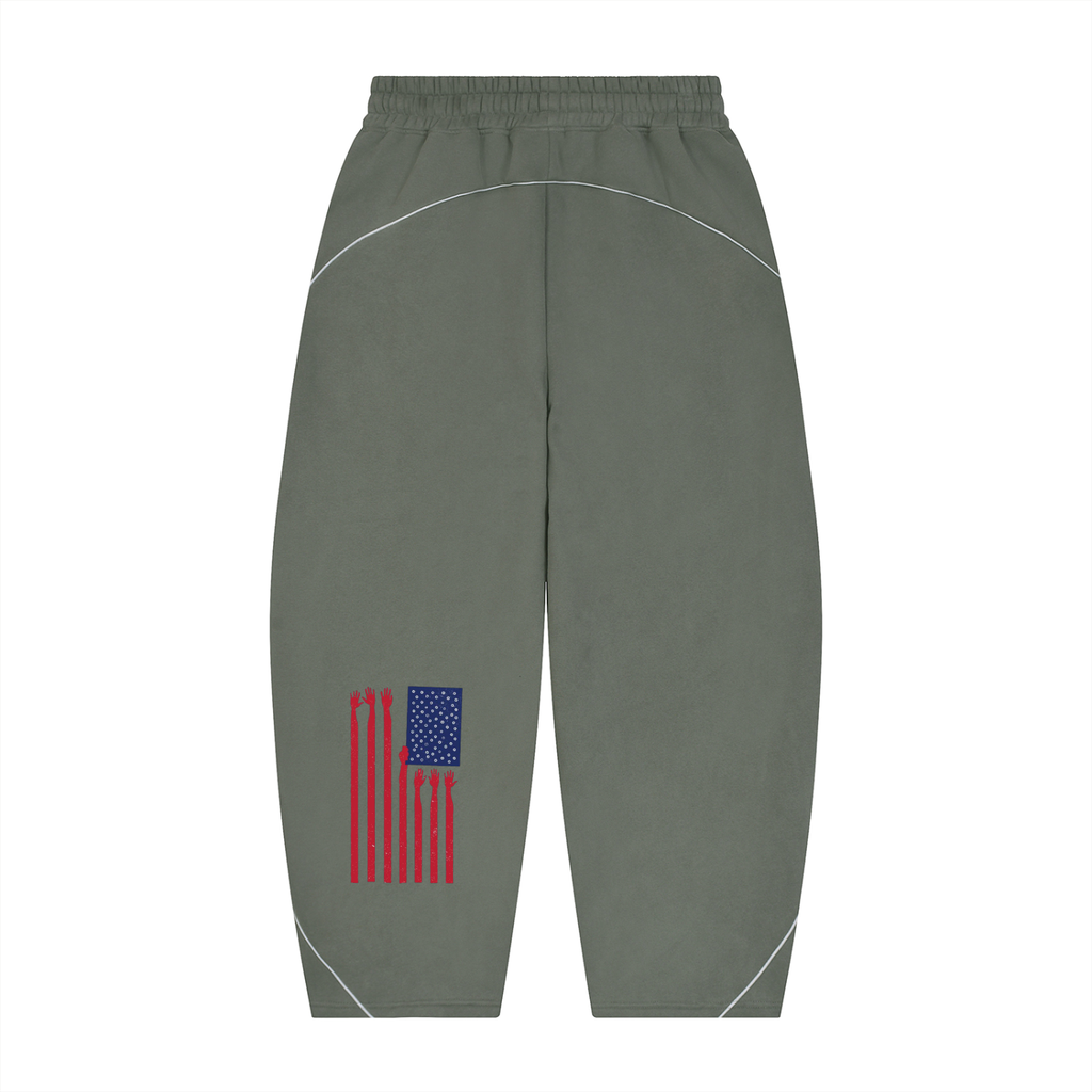 Unisex Piping Fleece Barrel Leg Sweatpants