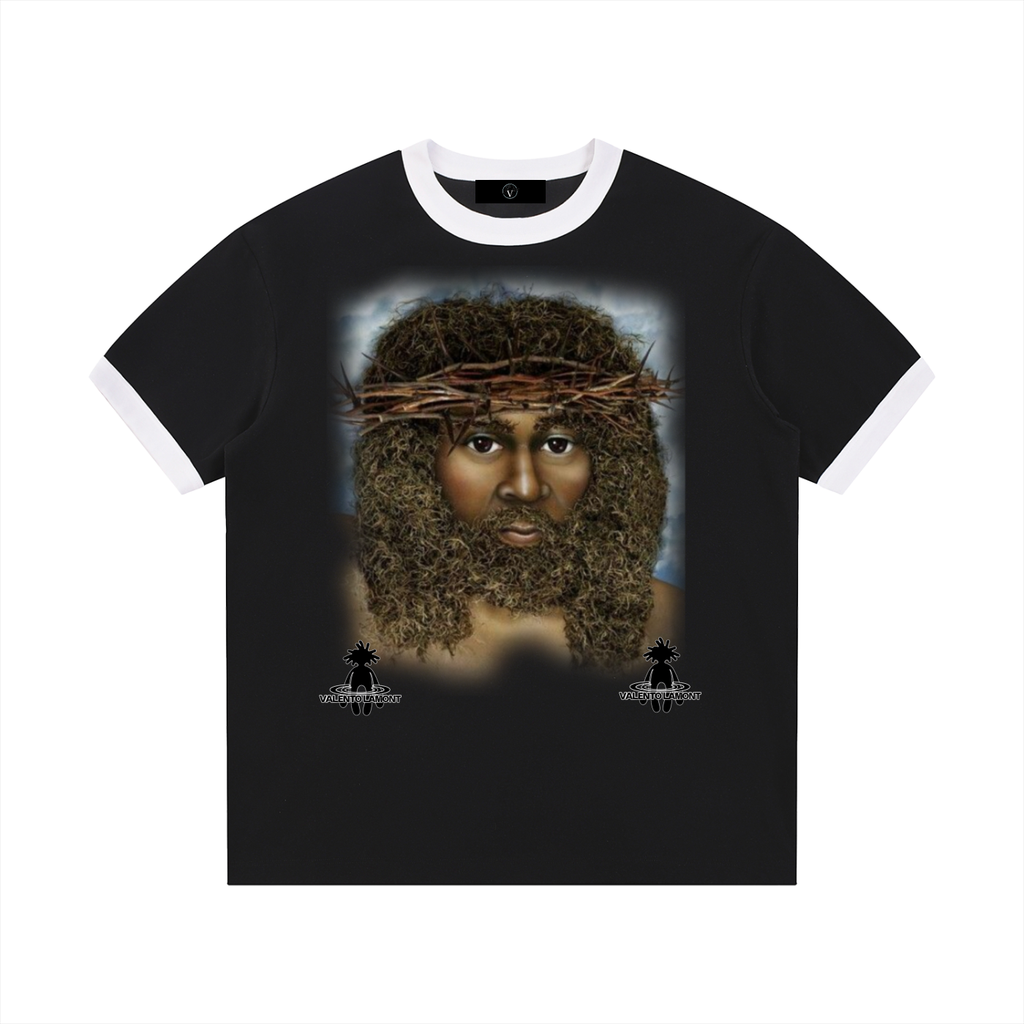 Contrast Edge Ribbed Crewneck T-Shirt
