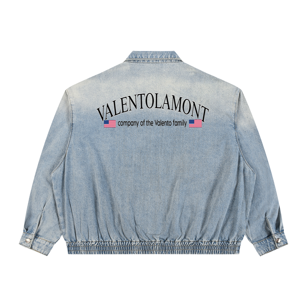 Unisex Vintage Wash Full-Zip Denim Jacket