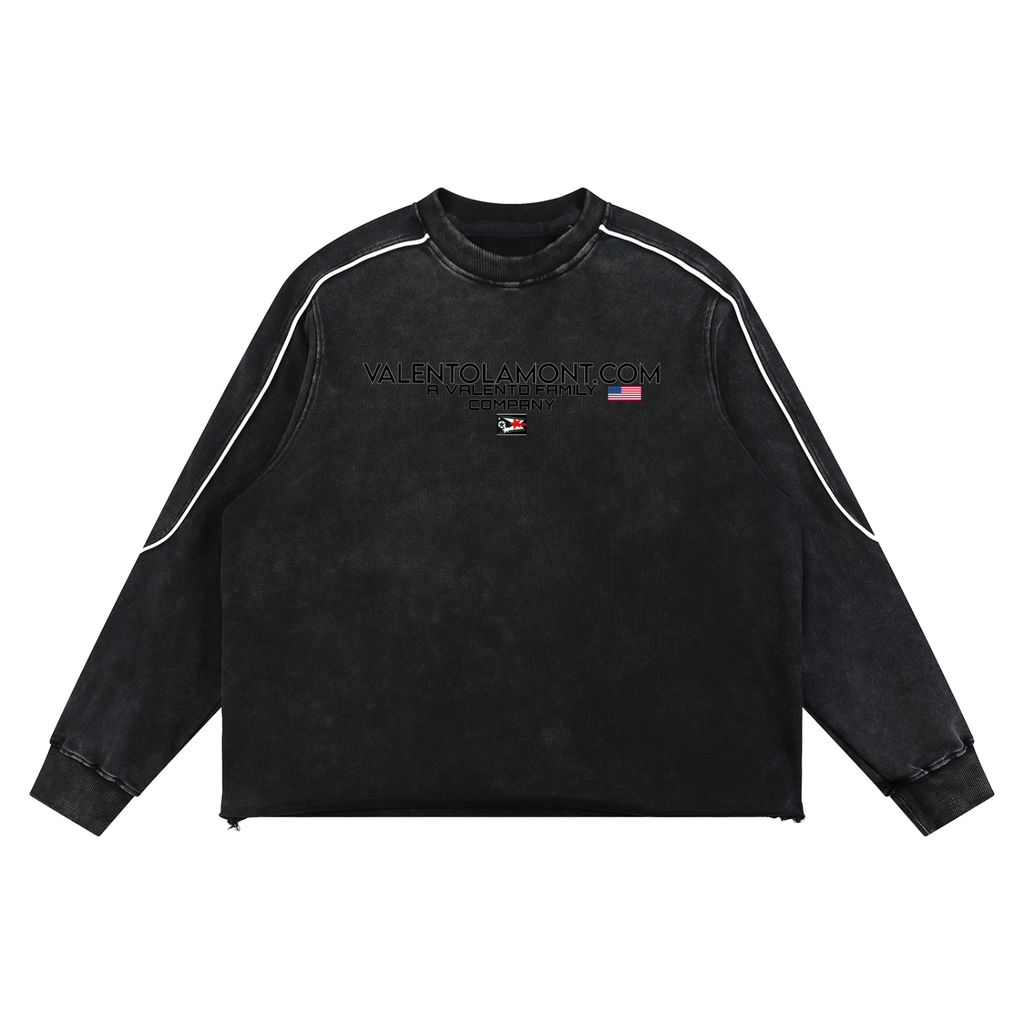 Mineral Wash Piping Raw Hem Sweatshirt