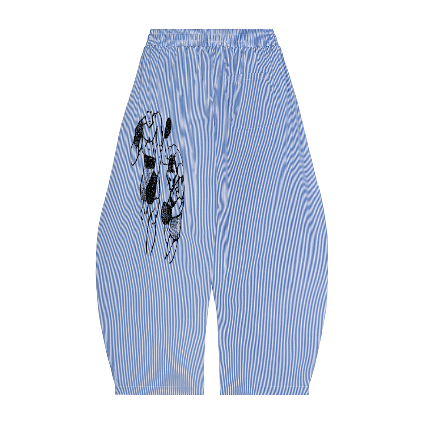 Vertical Stripe Drawstring Barrel Pants
