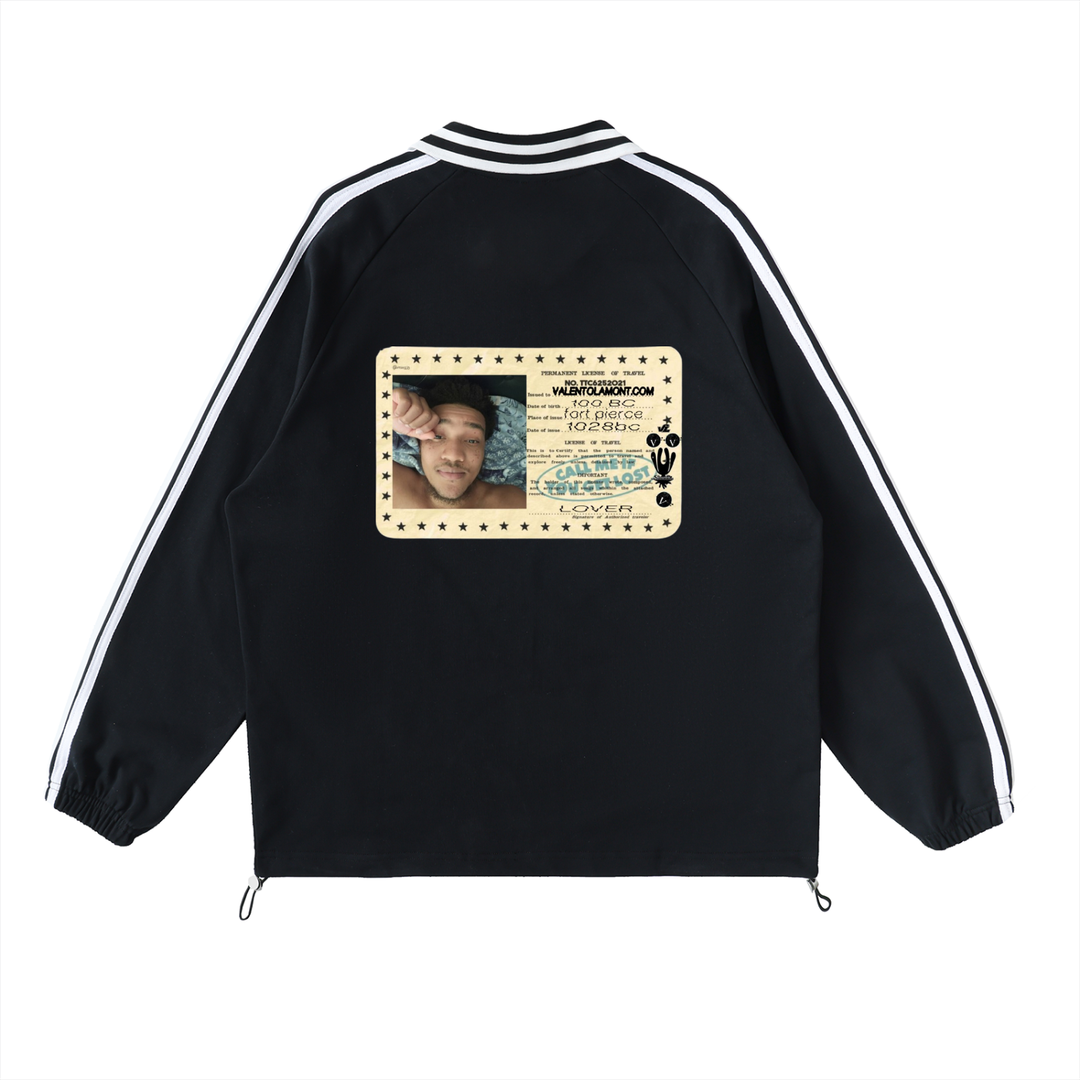 Contrast Striped Lapel Collar Sweatshirt