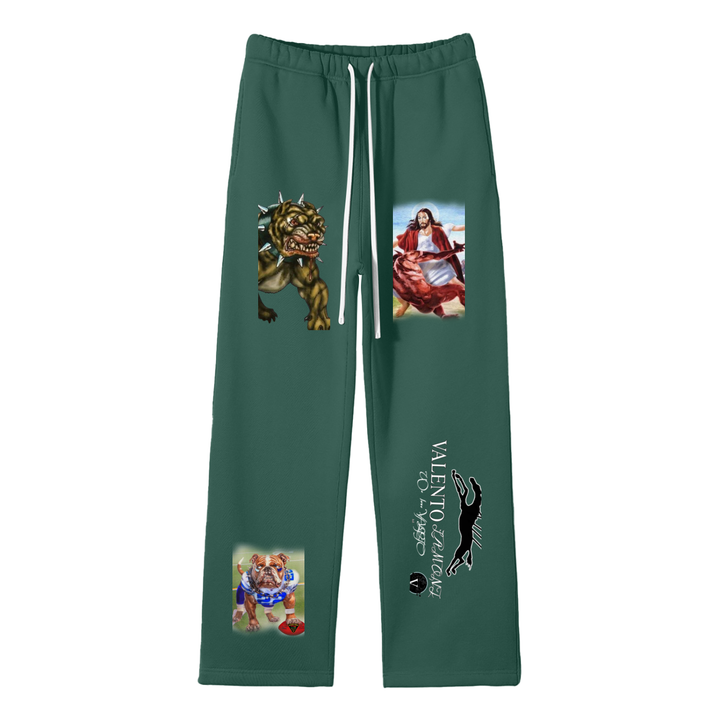 Streetwear Unisex Solid Color Fleece Straight Leg Pants