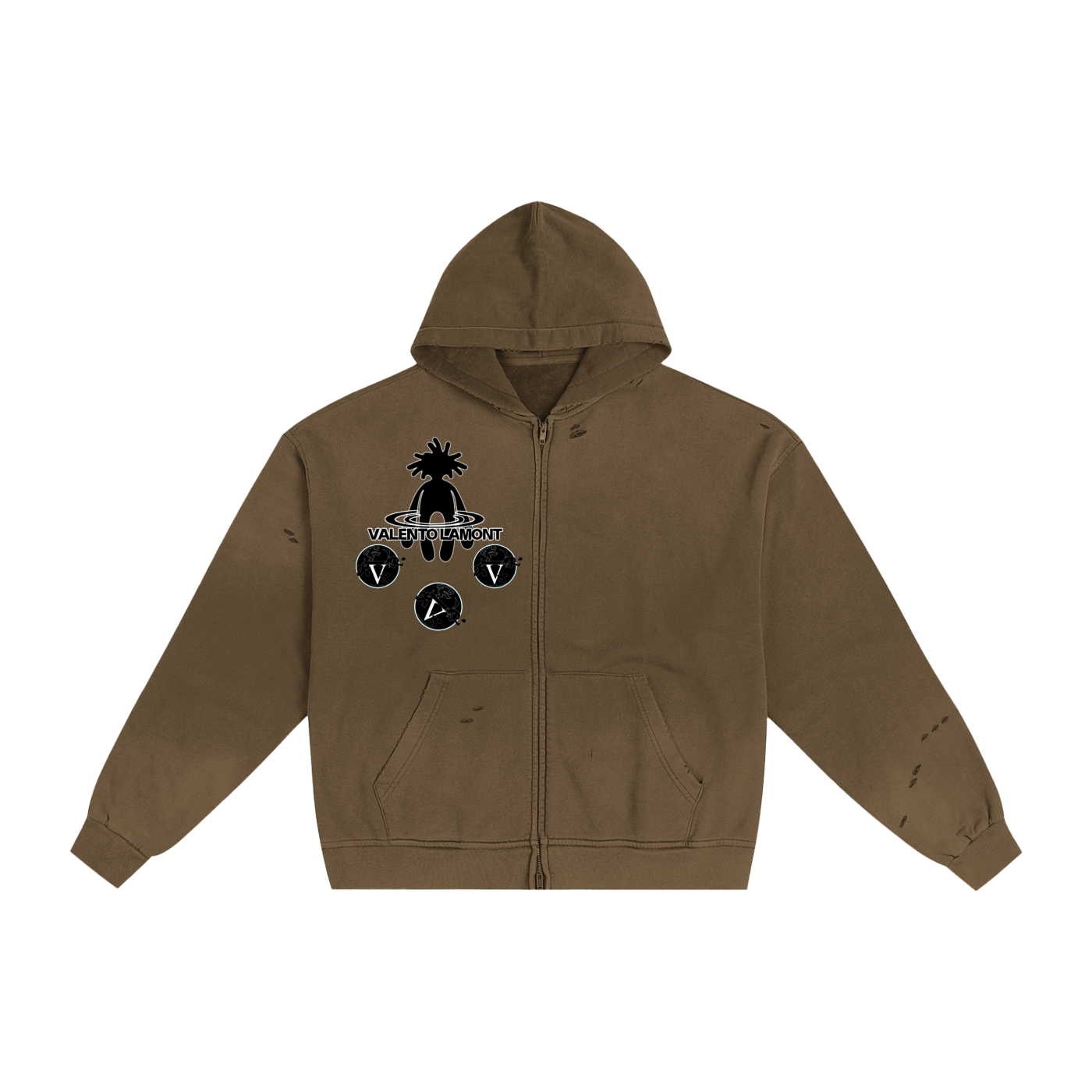 Hand-Frayed Sunfade Zip Hoodie