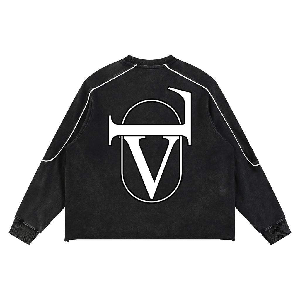 Mineral Wash Piping Raw Hem Sweatshirt