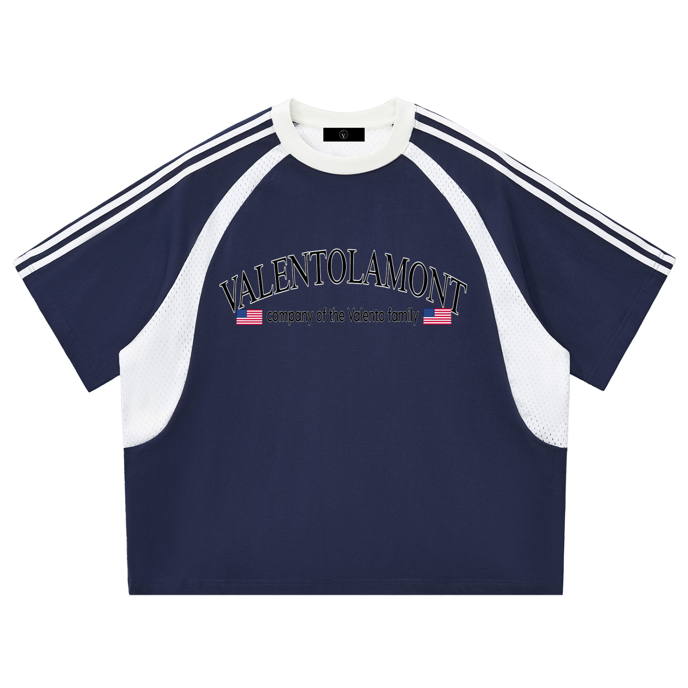 Contrast Stripes Panel Mesh T-shirt