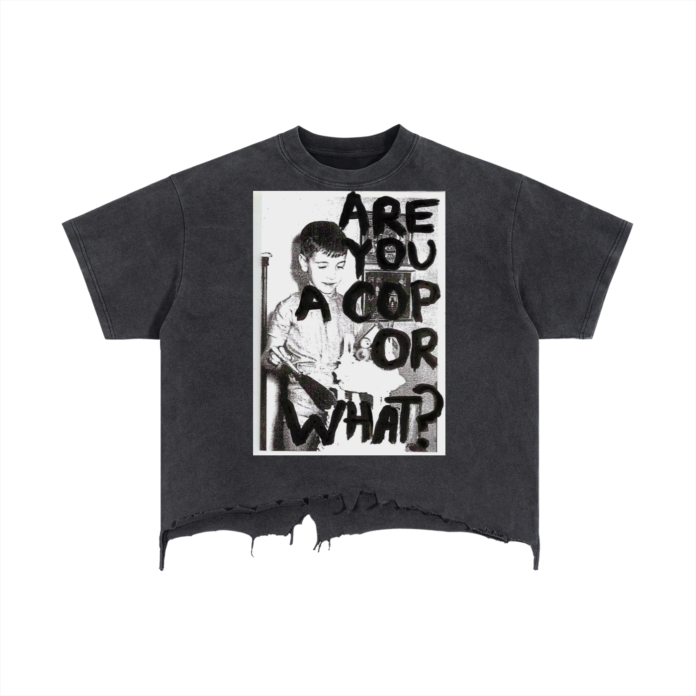 Vintage Wash Boxy Distressed Hem T-Shirt