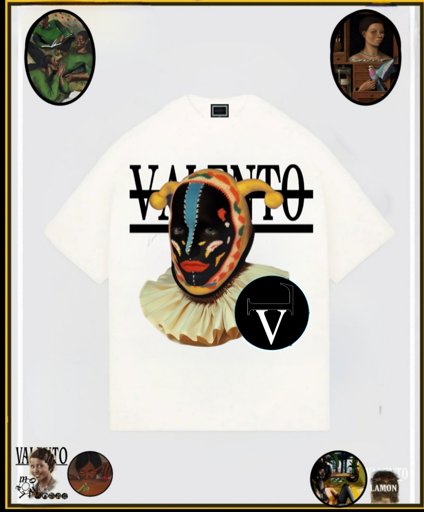 Valentino Mask Graphic Tee, Unisex Heavy Cotton Shirt, Unique Fashion Top, Vintage Inspired Apparel, Casual Streetwear, Gift for Art Lovers
