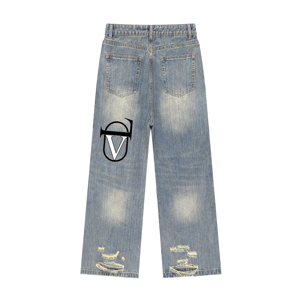 Vintage Wash Distressed Denim Jeans