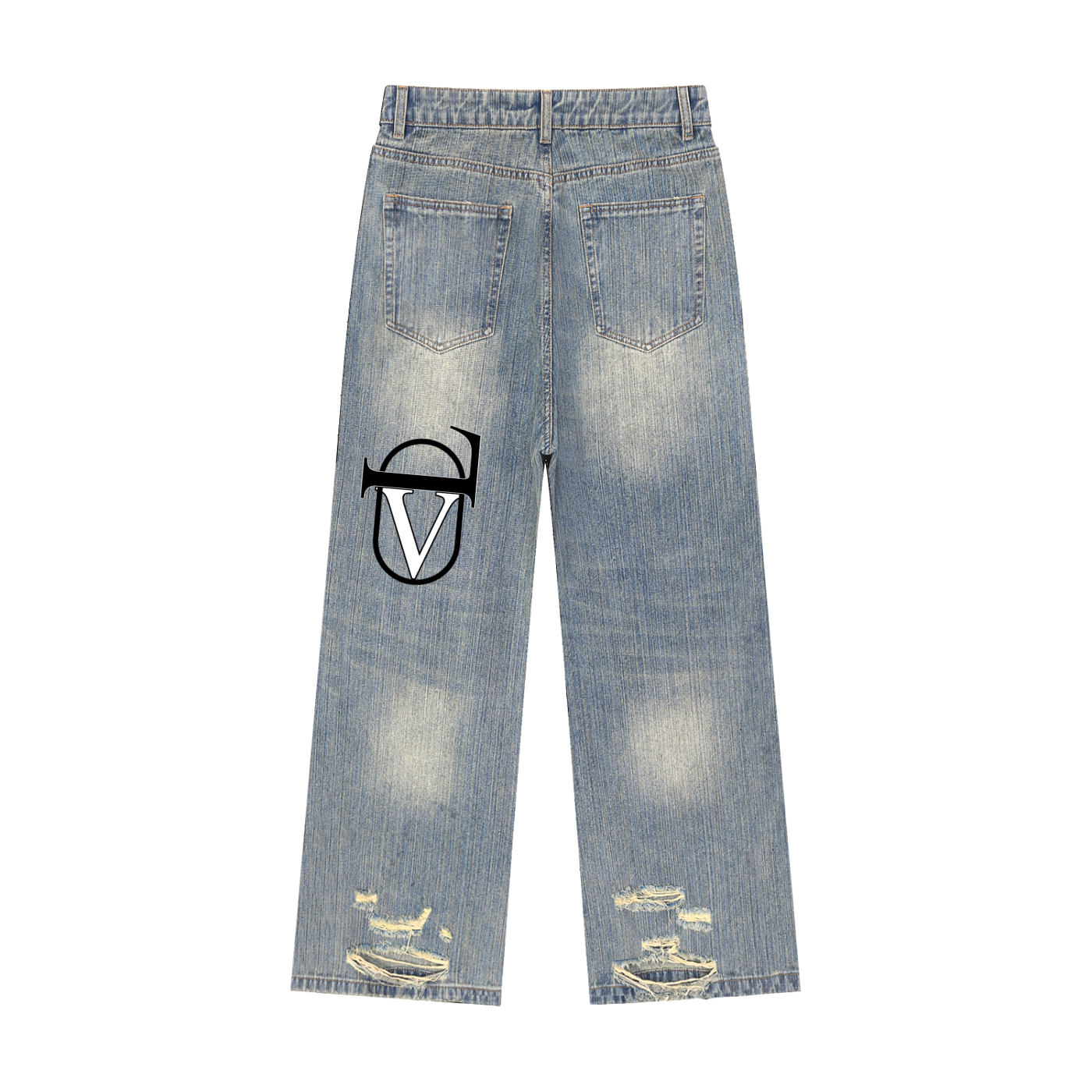 Vintage Wash Distressed Denim Jeans