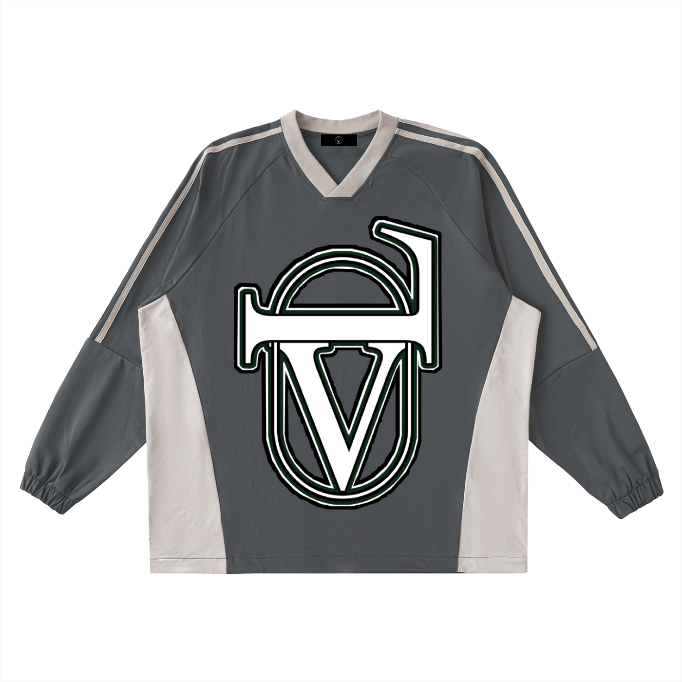 Color-Block V-Neck Long-Sleeve T-Shirt