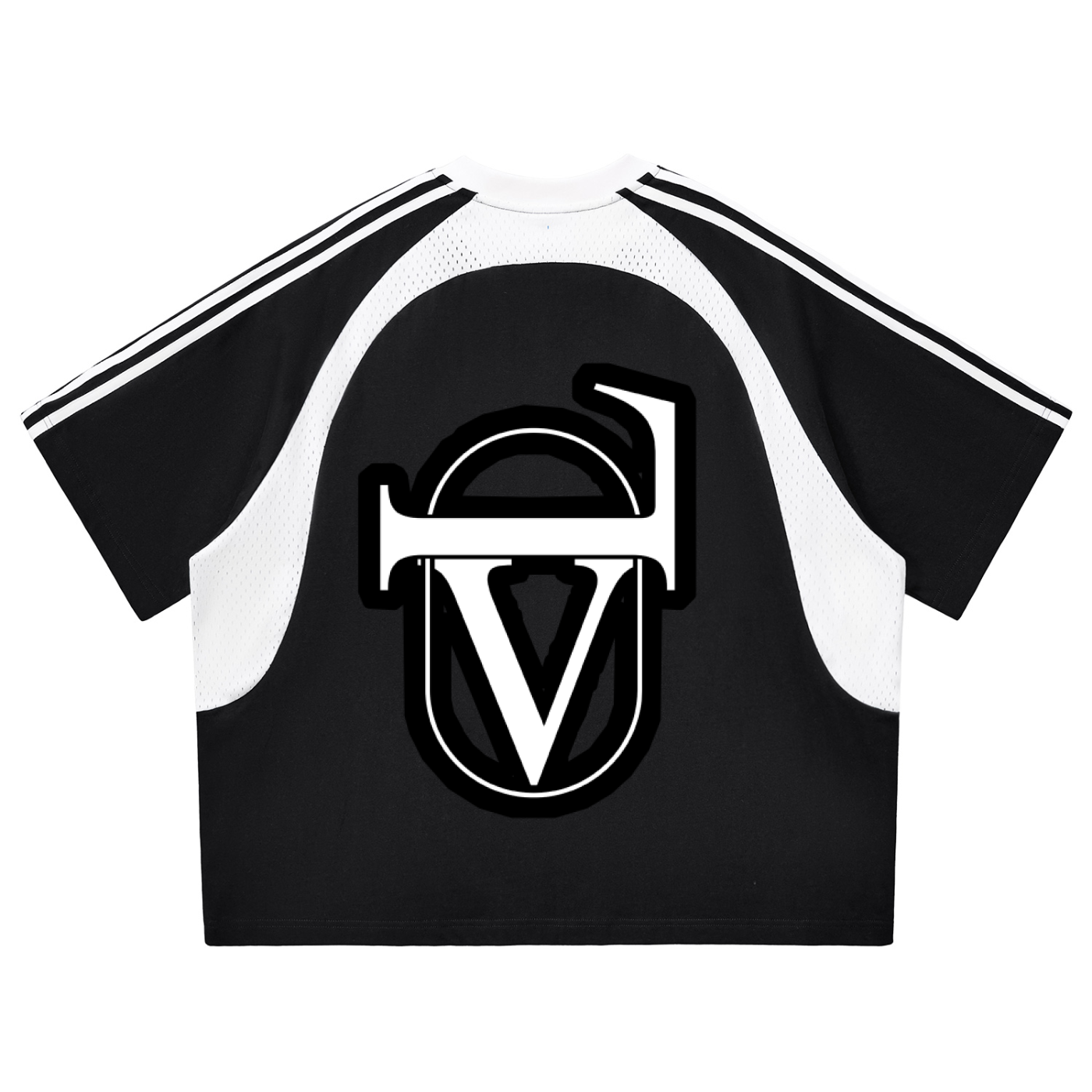 Contrast Stripes Panel Mesh T-shirt