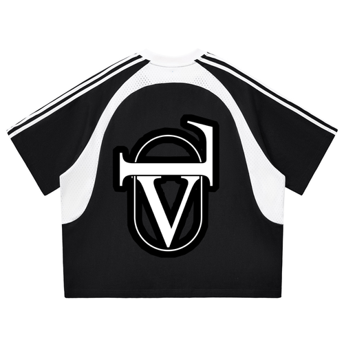 Contrast Stripes Panel Mesh T-shirt